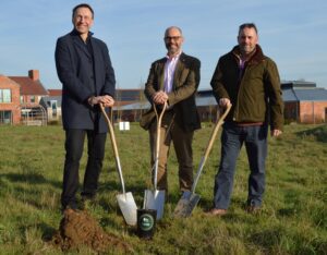 (L-R) Business owner Paul Bussey of Busseys’; Hugo Stevenson, Head of Fundraising and Communications at Priscilla Bacon Lodge; Councillor Chris Dawson, deputy cabinet memeber for environment and waste (attending on behalf of James Bensly)