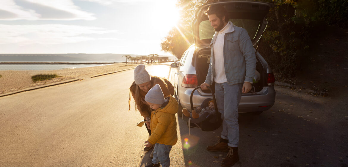 a family enjoying their car